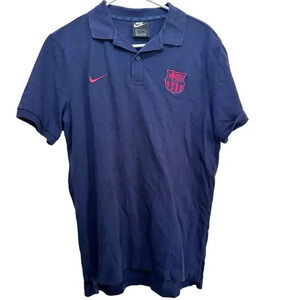 Nike Blue FC Barcelona Official Short Sleeve Polo Shirt Size Medium